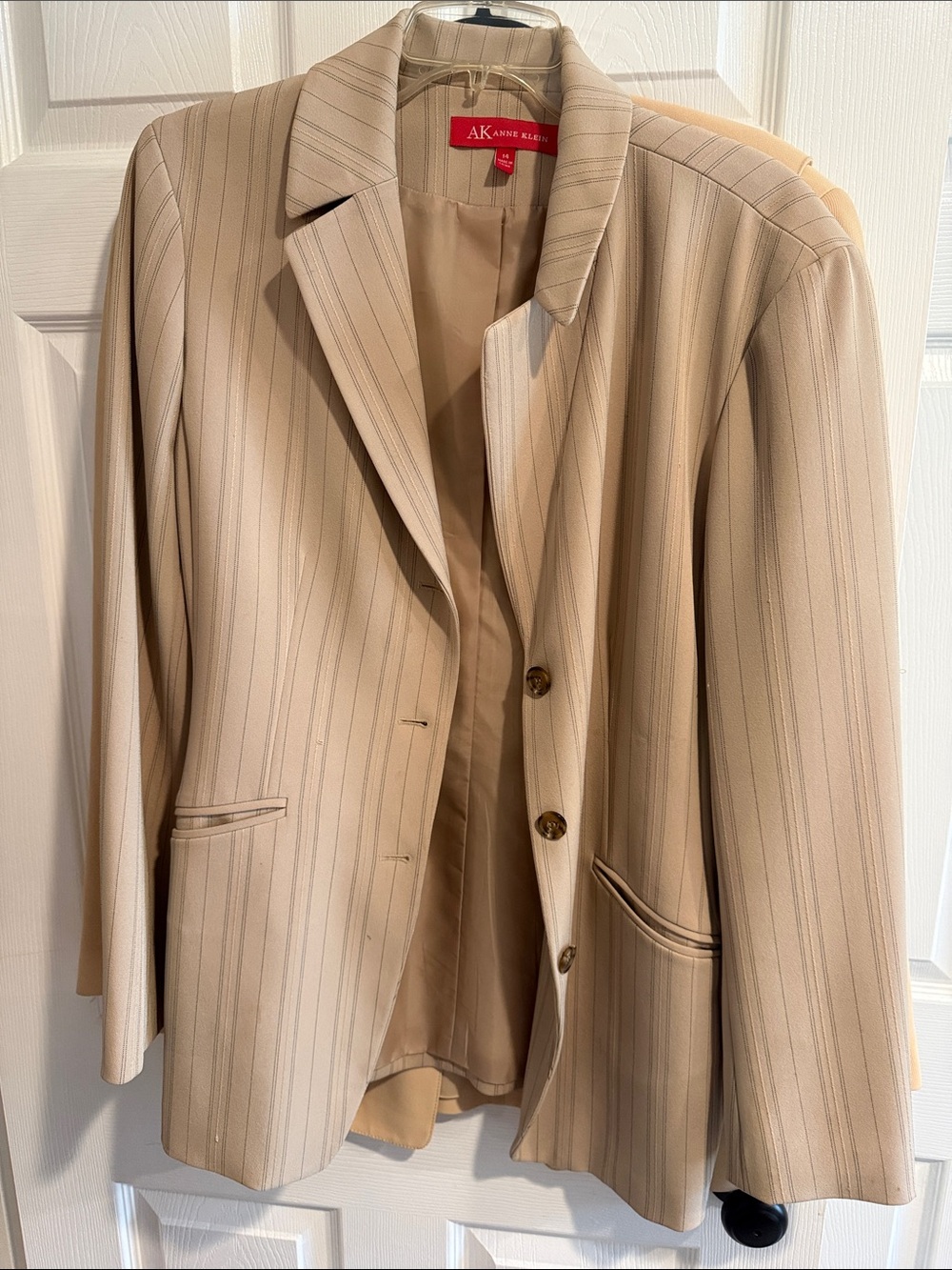 Anne Klein Beige Pinstripe Blazer